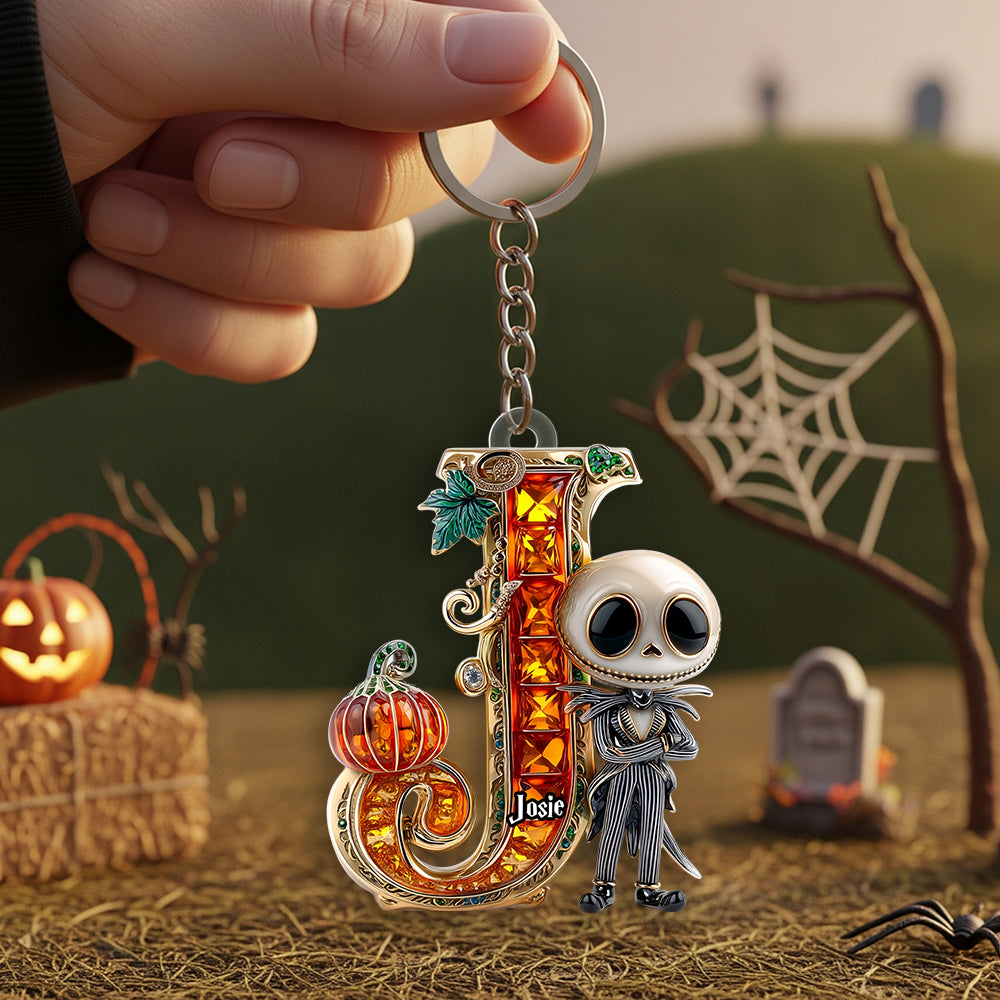 Alphabet Pumpkin Halloween Keychain - Personalized Gifts 04TGDT230825