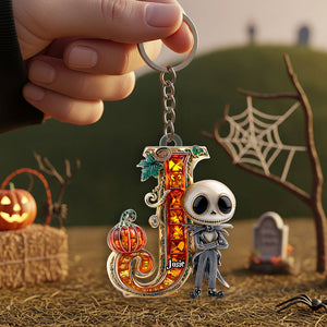 Alphabet Pumpkin Halloween Keychain - Personalized Gifts 04TGDT230825