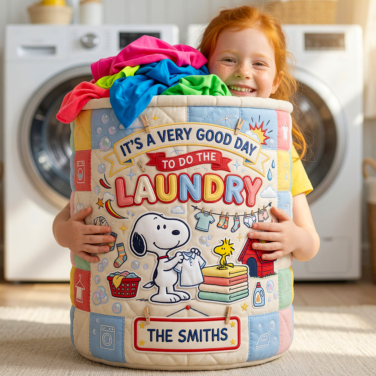 Laundry Day Quilted Laundry Basket - Personalized Gifts 02PGDT030726