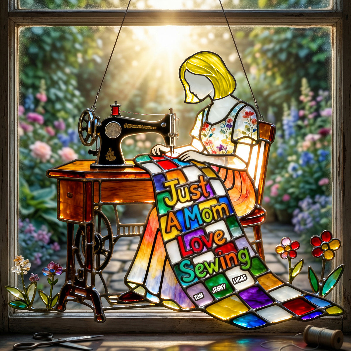 Sewing Mom Suncatcher Ornament  - Personalized Gifts For Mother's Day 01OHTN200326