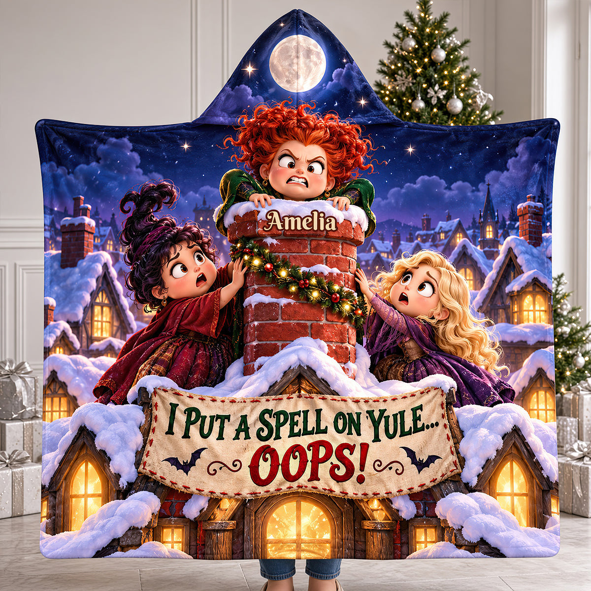 Macabre Spell Sisters Whimsical Christmas Night Hood Blanket - Personalized Christmas Gifts 05hadt241026