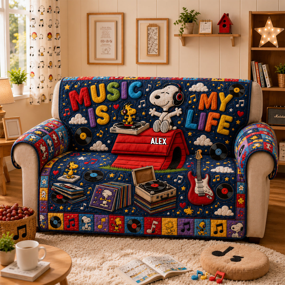 Music Is Life - Personalized Gifts For Music Lovers Quilted Sofa Cover 01PADH100726