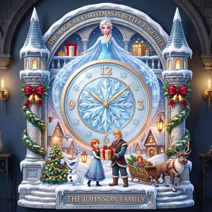 Snowy Christmas Hanging Wall Clock – Personalized Gifts For Family 04HAQN010826