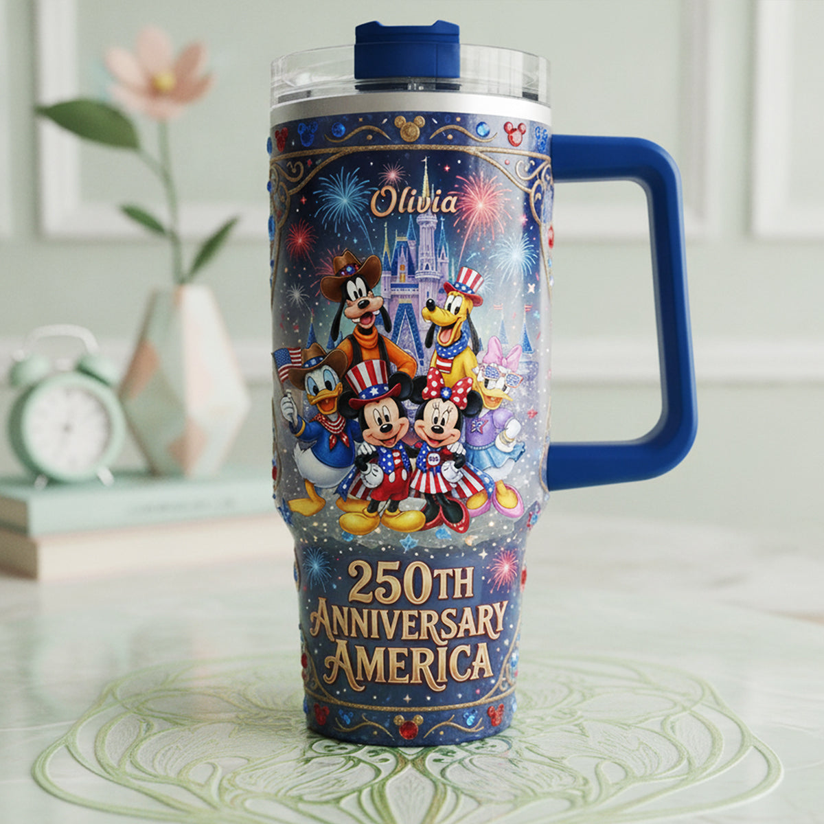 Celebrate America 250th Anniversary Colorful 40oz Tumbler With Handle - Personalized Gifts For Patriots 02tyta190626-Homacus