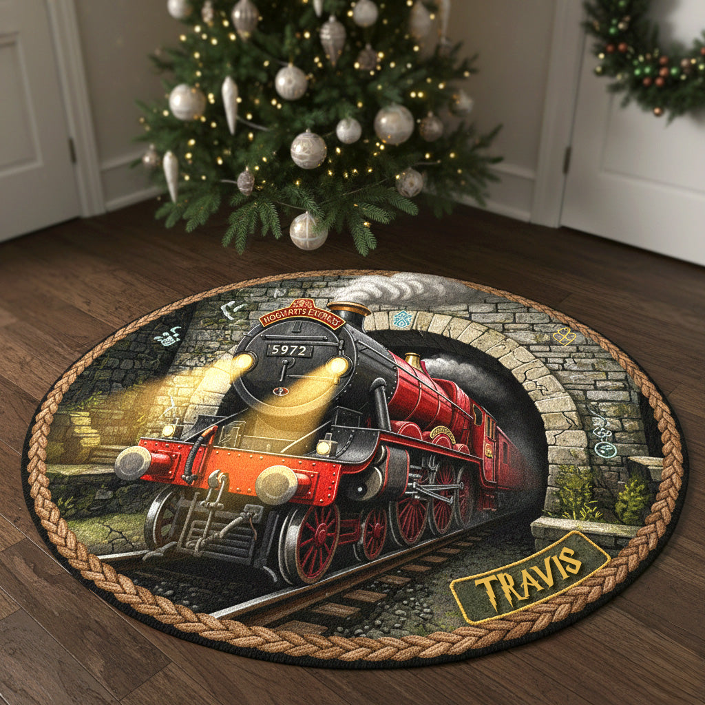 Old Time Express Quilted Round Mat, Personalized Gifts For Christmas 04kimg271025