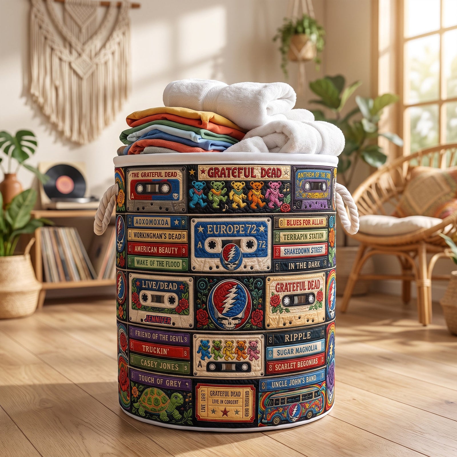 Groovy Vibes Laundry Basket - Personalized Gifts 02huqn100726
