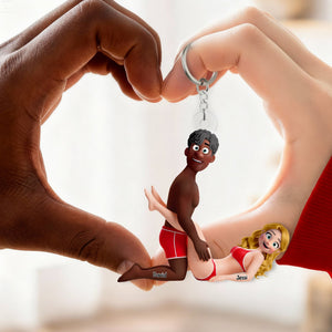 Playful Cute Couple Keychain - Personalized Gift For Couples 06OHLU170126-Homacus