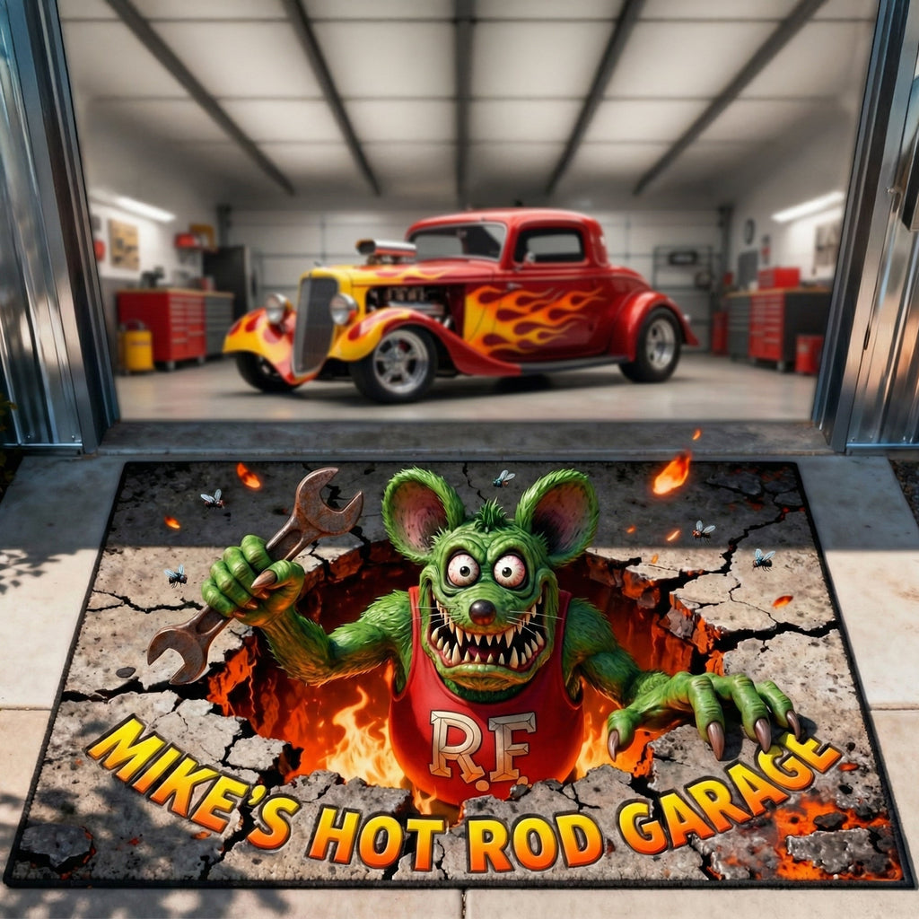 Playful Hot Rod Garage Doormat - Personalized Gifts For Hot Rod Lovers 021tgqn090126-Homacus