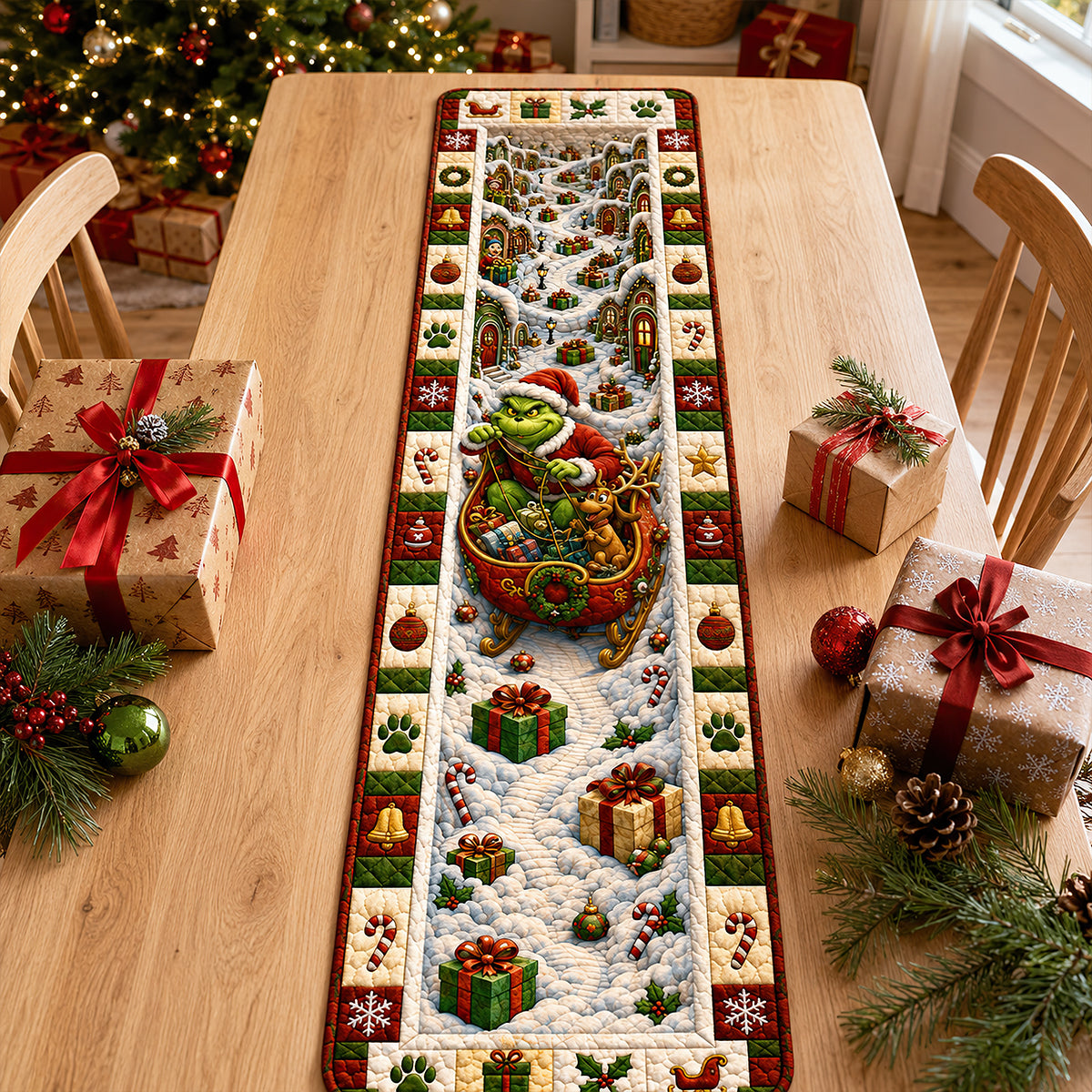 Festive Winter Quilted Table Runner - Personalize Gifts For Christmas 03hadt150826
