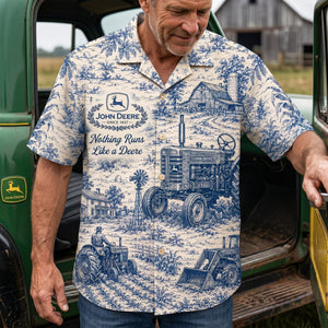 Farm Life Toile de Jouy Hawaiian Shirt - Personalized Gifts For Farmer 03NALU170626