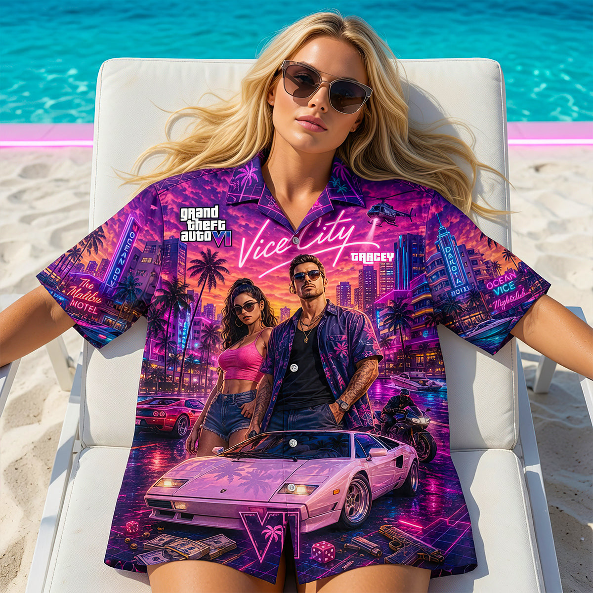 Neon Beach City Hawaiian Shirt - Personalized Gifts 02nadt010726