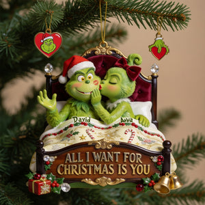 Mischievous Kiss Acrylic Ornament - Personalized Christmas Gifts For Couples 02pglu050826