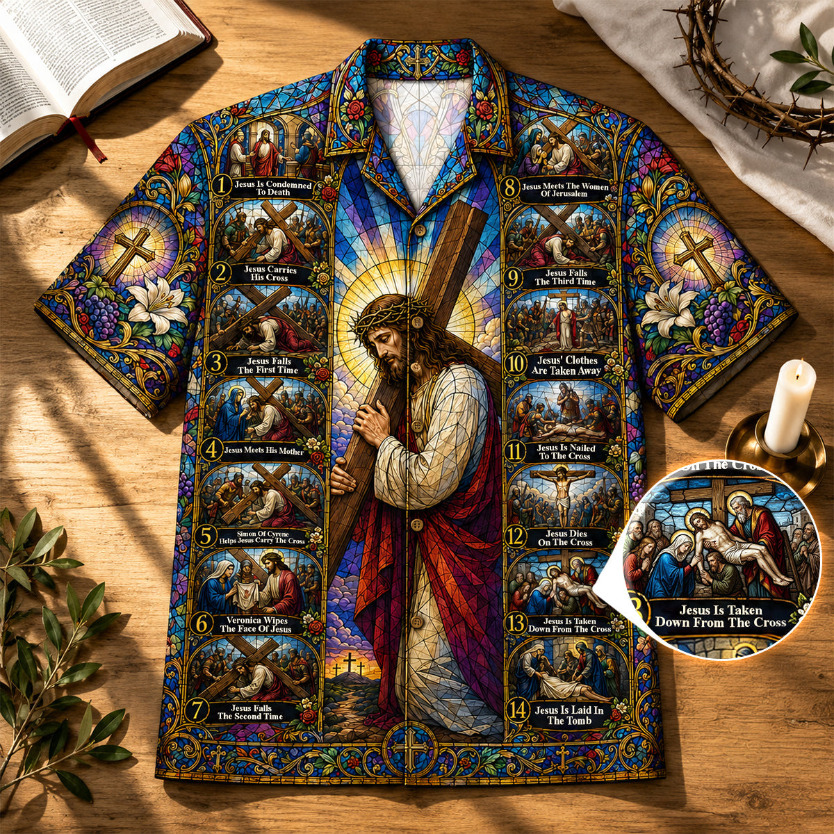 Jesus Cross Journey Hawaiian Shirt- Personalized Religious Summer Gifts 02HUDH180726
