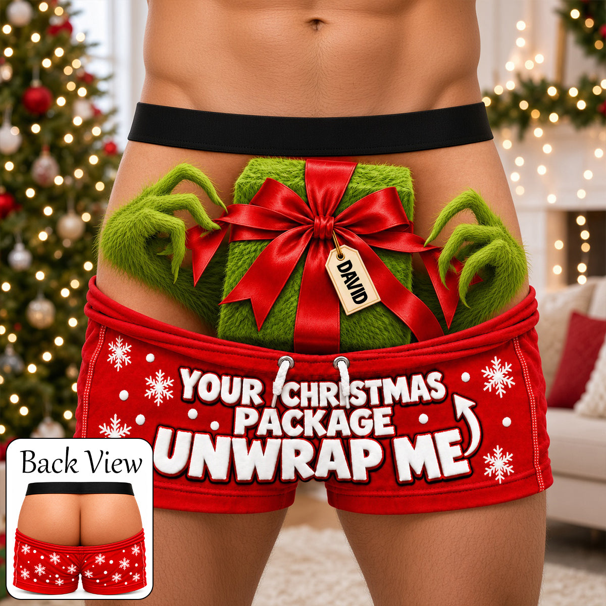 Funny Christmas Unwrap Men's Boxers - Personalized Gifts For Him 03ohtn211026