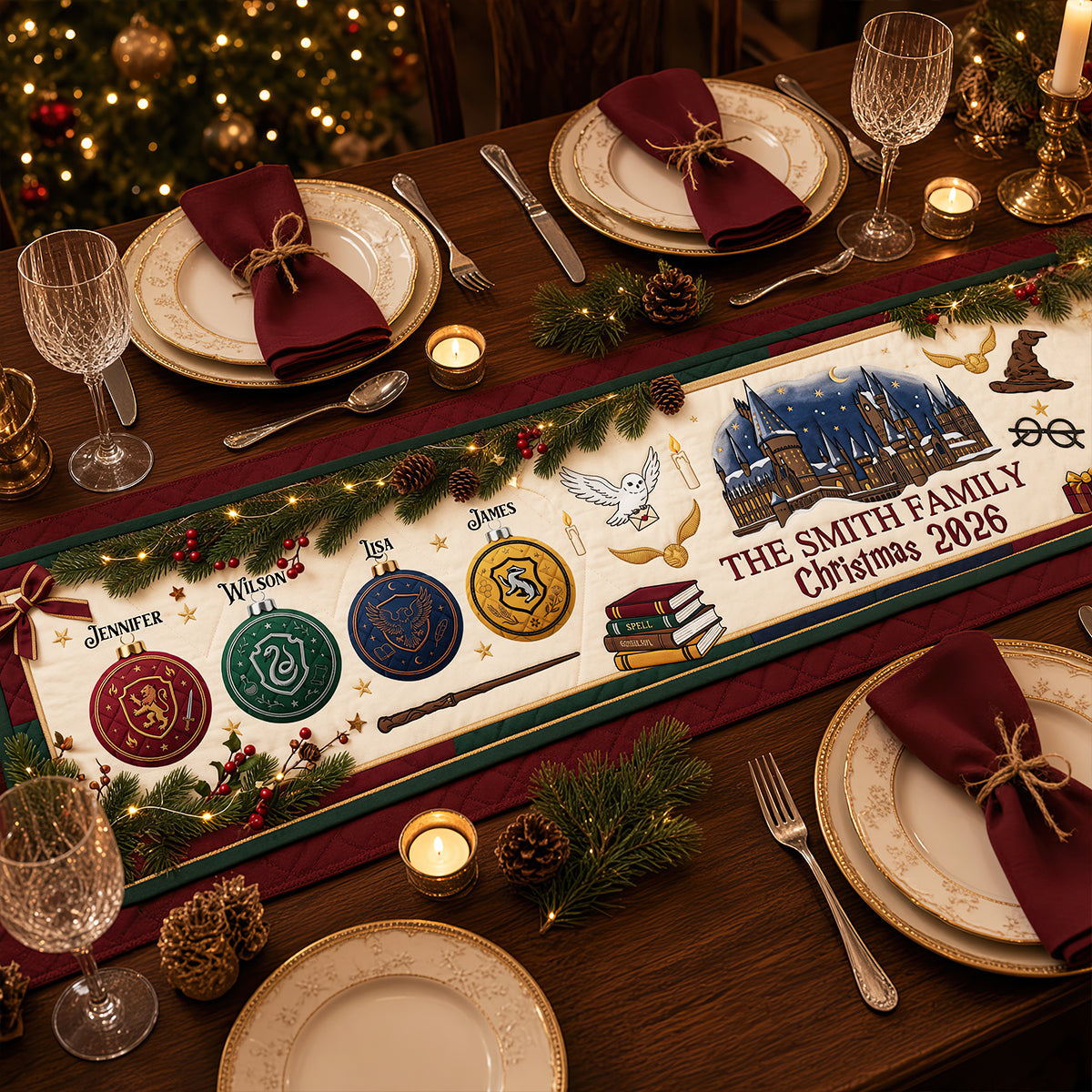 Christmas Family Bubble Quilted Table Runner - Personalized Christmas Gifts For Family 01nadt270826