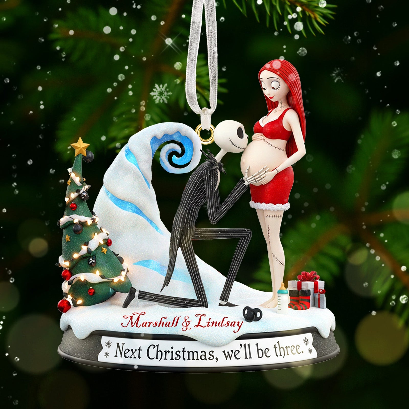 Pregnant Couple Ornament - Personalized Christmas Gifts 05OHMG091025