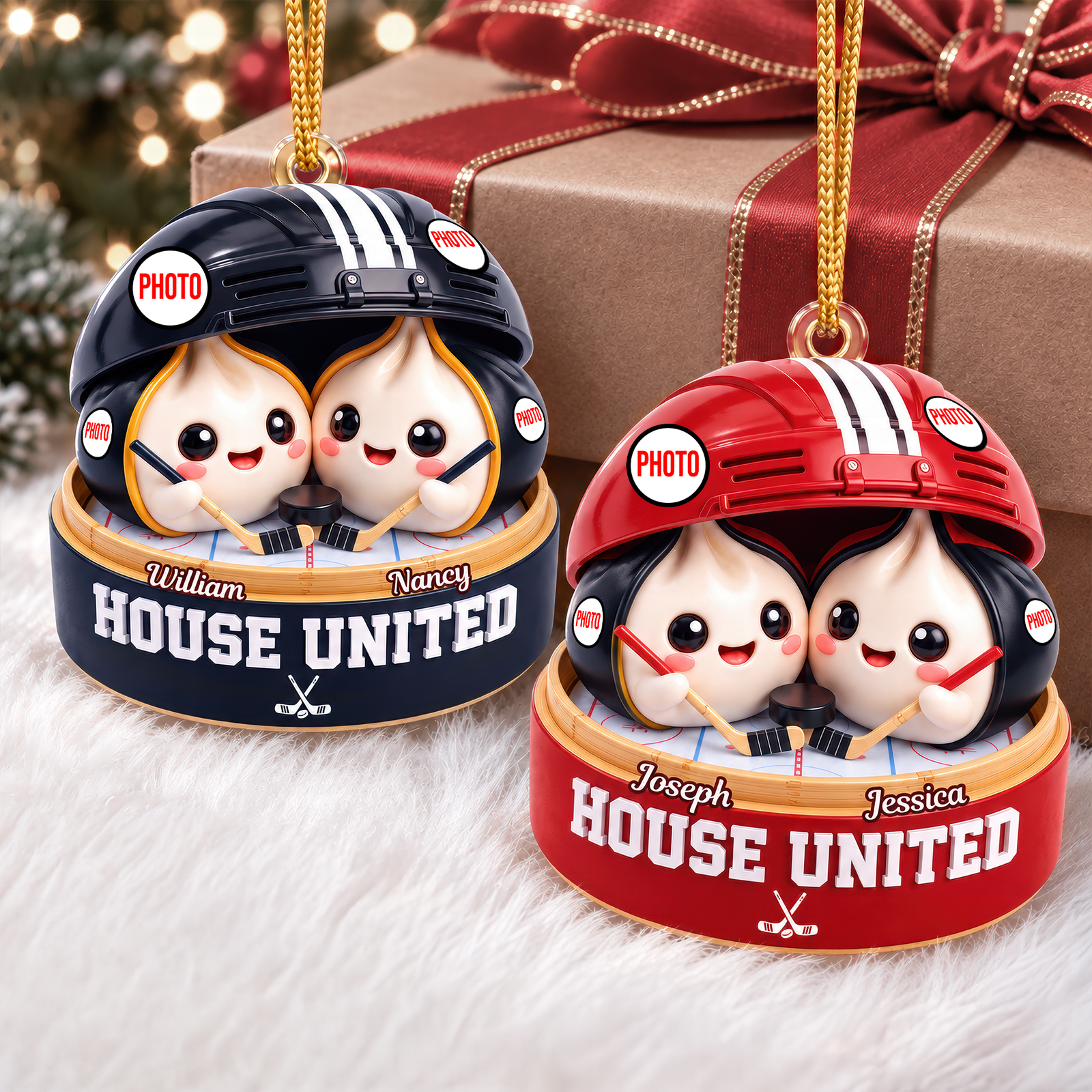 House Divided Dumpling Couple Ornament - Personalized Gifts For Sport Lover Christmas Ornament 05HUQN131026