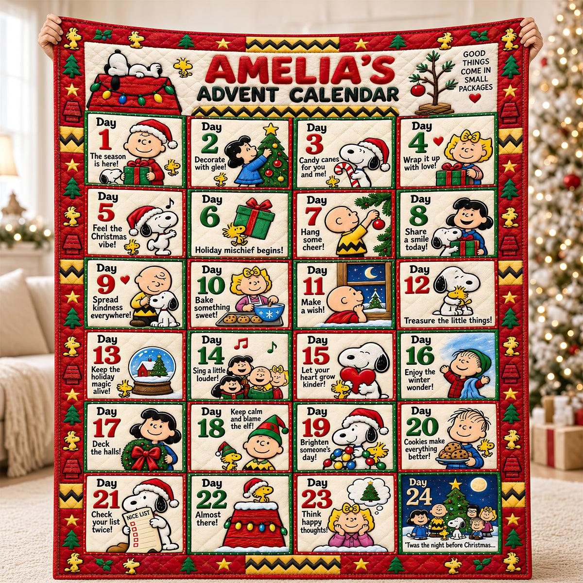 Christmas Advent Calendar Blanket - Personalized Gifts For Christmas 01padt1201026