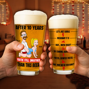 Playful Couple Beer Glass - Personalized Anniversary Gifts For Couples 02NALU140625