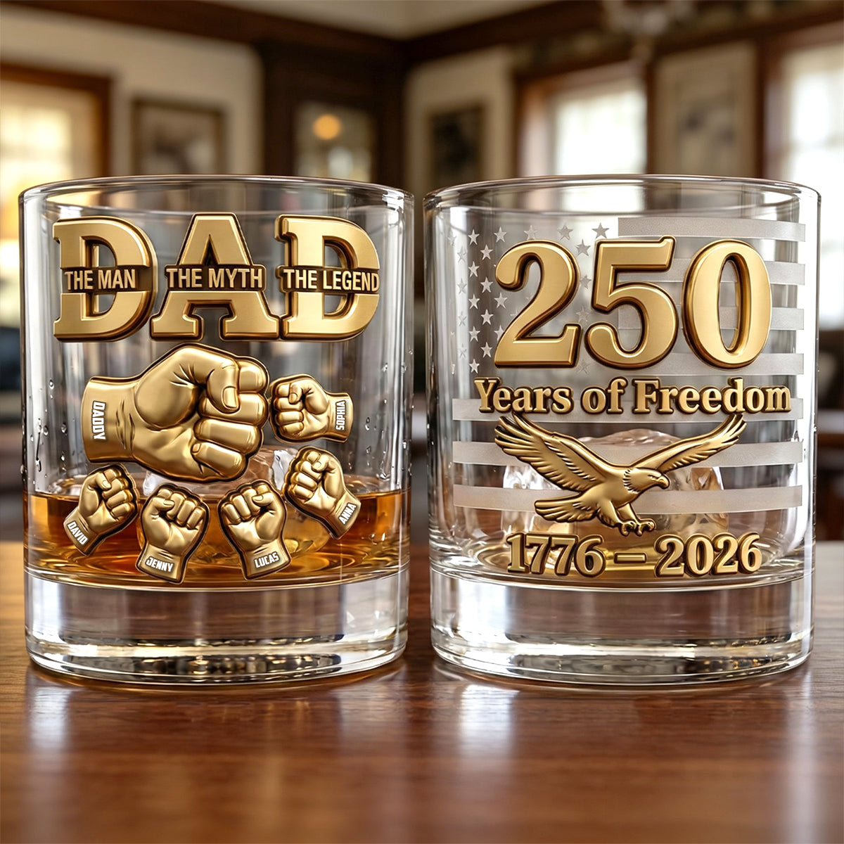 USA 250th Anniversary Round Glass - Personalized Gifts For Dad 04natn030326 - Glass - GoDuckee