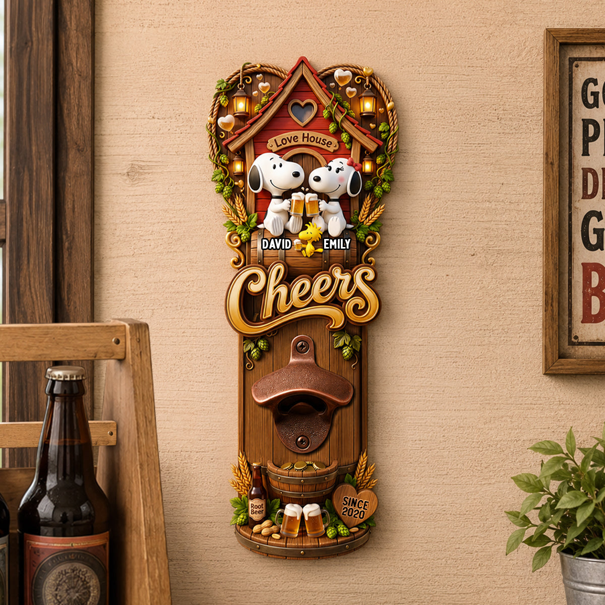 Love House Wall Hanging Bottle Opener -  Personalized Gifts For Couple 02PADH210726