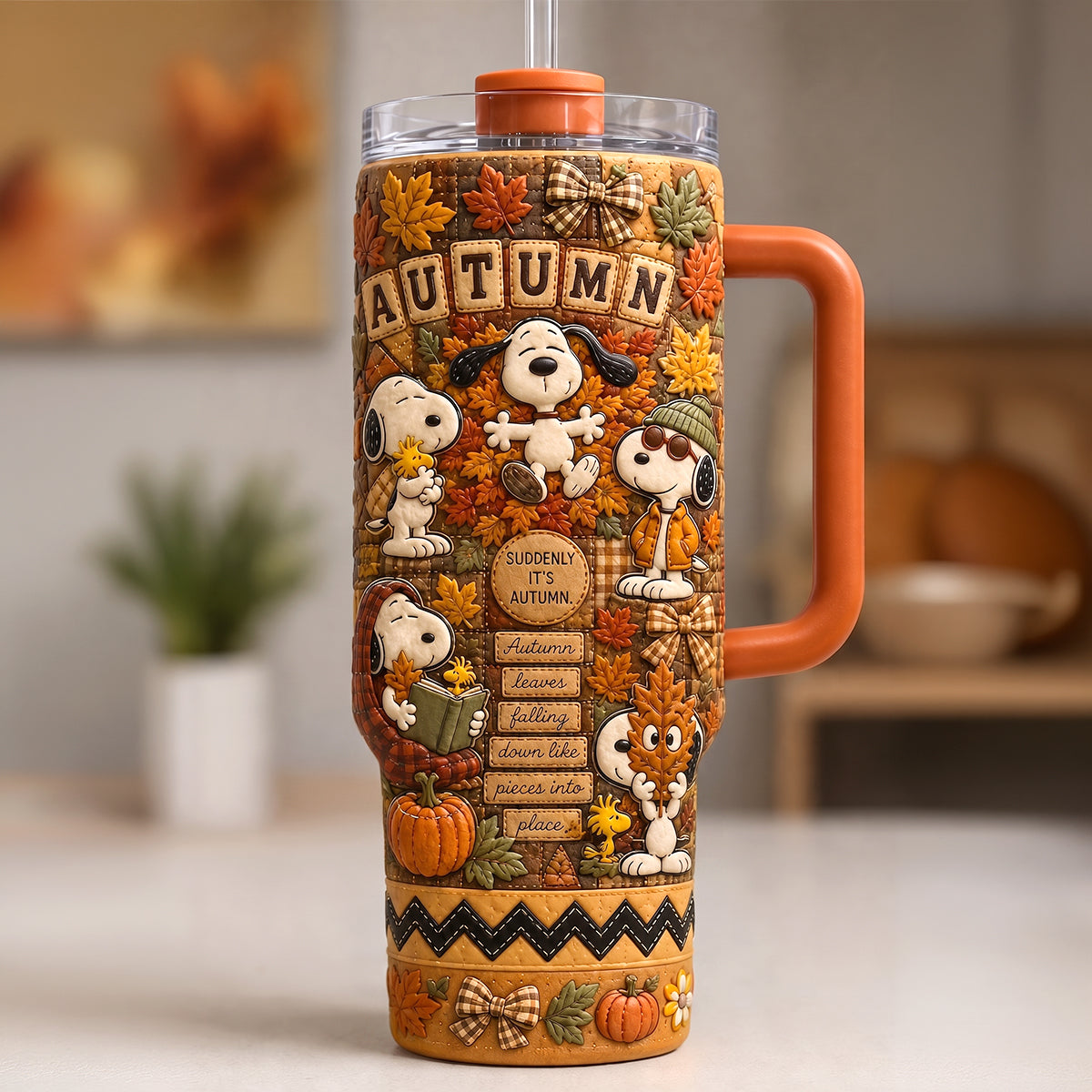 Autumn Leaves Falling Colorful 40oz Tumbler With Handle - Personalized Gifts 01patn070926