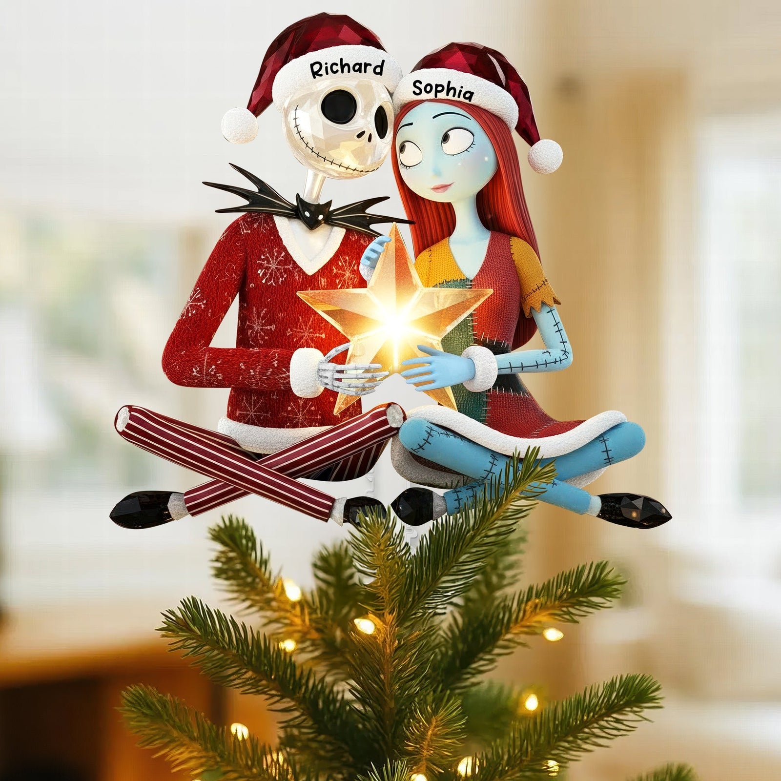 Spooky Couple Christmas Tree Topper - Personalized Gifts For Couple 02toqn201125