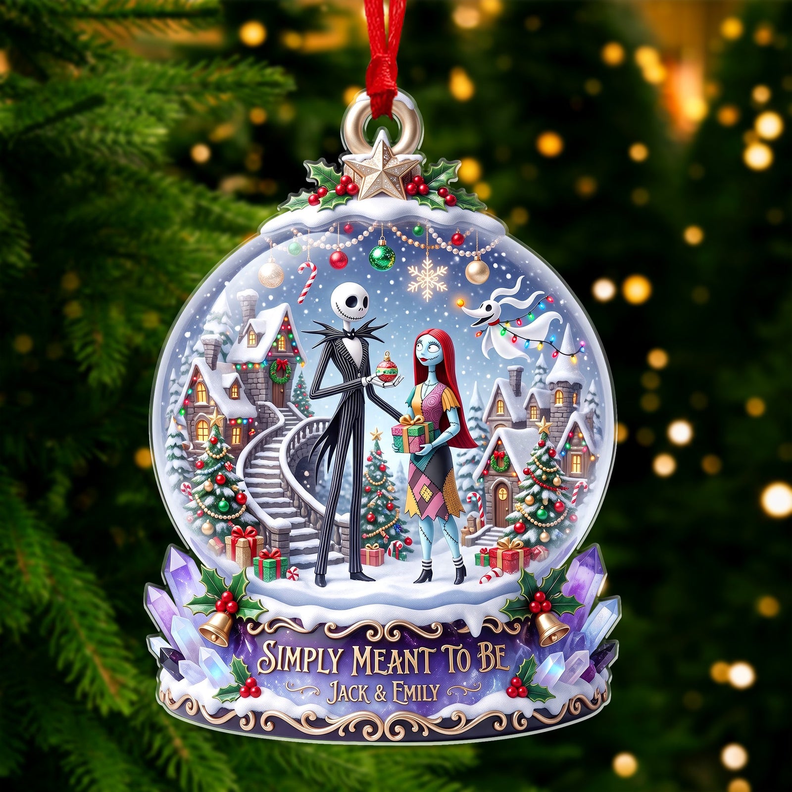 Spooky In Love Acrylic Ornament - Personalized Christmas Gifts For Couples 05haqn110826