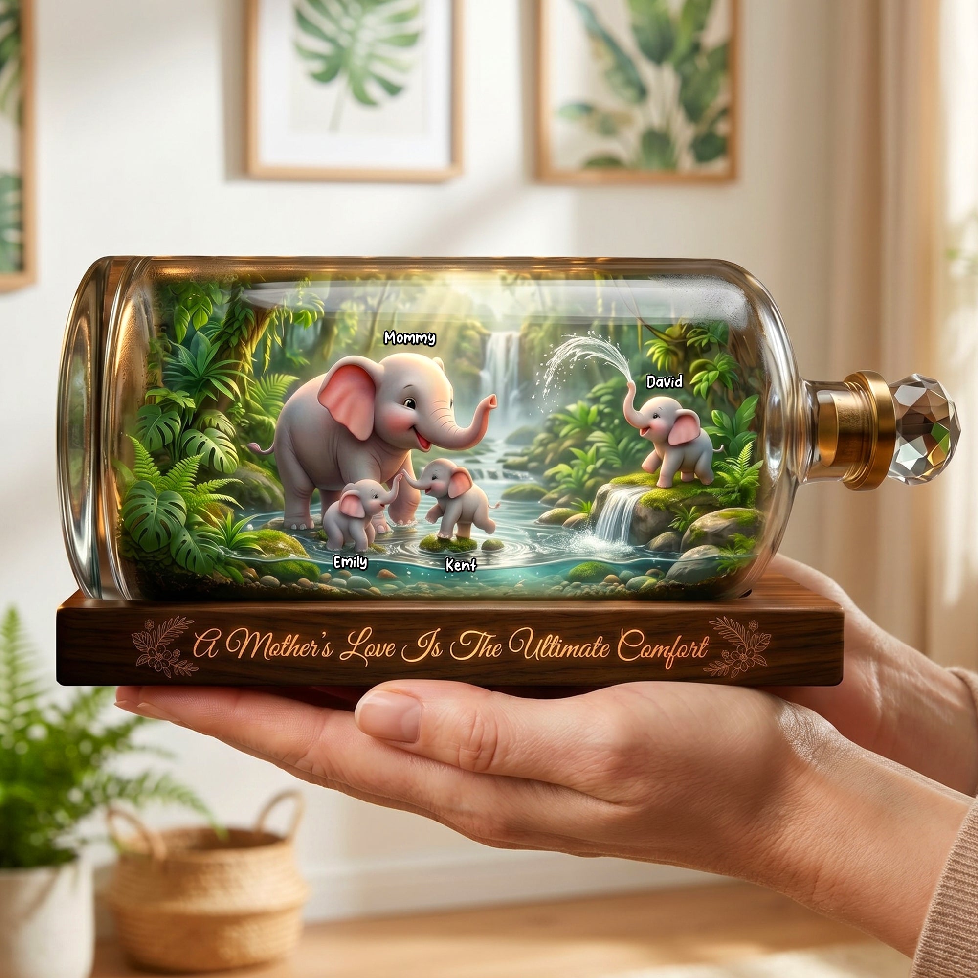 Elephant Family Love Acrylic Plaque - Personalized Mother's Day Gifts 03toqn180426-Homacus