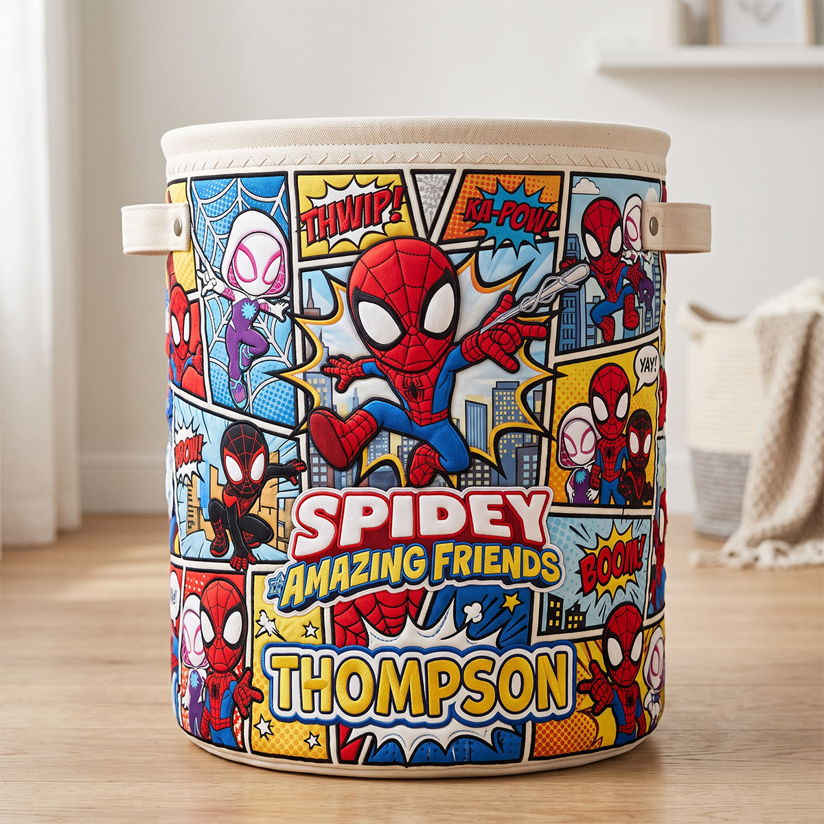 Comic Hero Quilted Laundry Basket - Personalize Gifts 02patn010726-Homacus