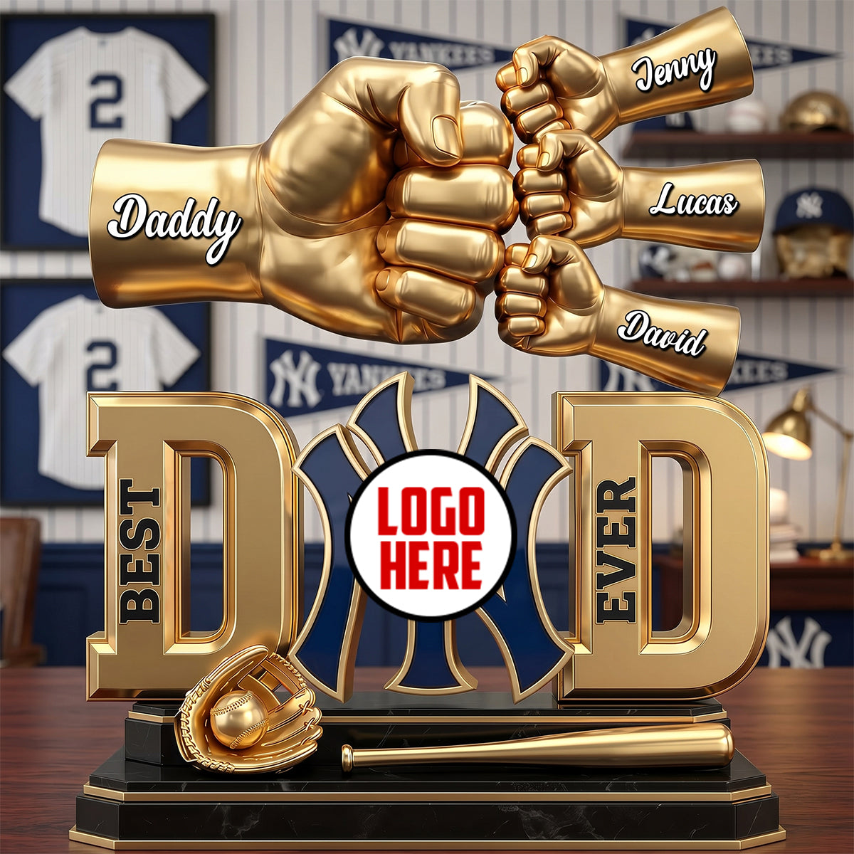 Dad & Kids Fist Bump Plaque 012natn080626-Homacus