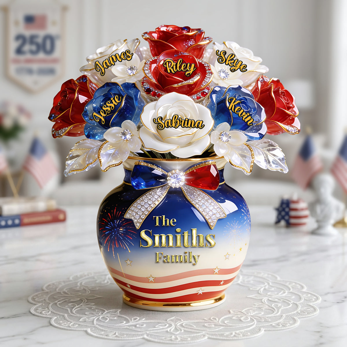 Family Flower 250th USA Anniversary Acrylic Plaque - Personalized Gifts For Family 02pgta040526-Homacus