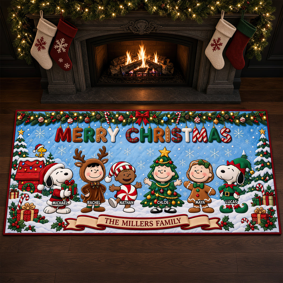 Merry Family Christmas Doormat - Personalized Christmas Gifts For Family 03padt011026-Homacus