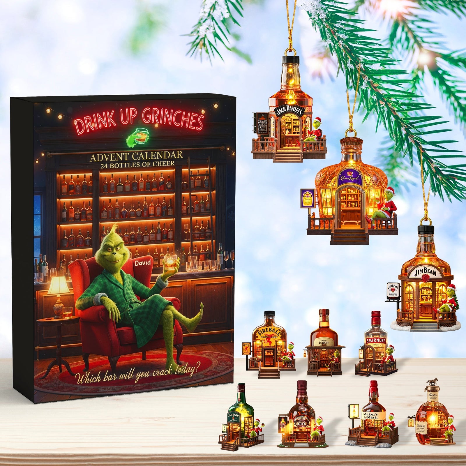 Festive Alcohol Bar Advent Calendar Blind Box, Personalized Gifts For Drinking Lovers 03QHQN211025