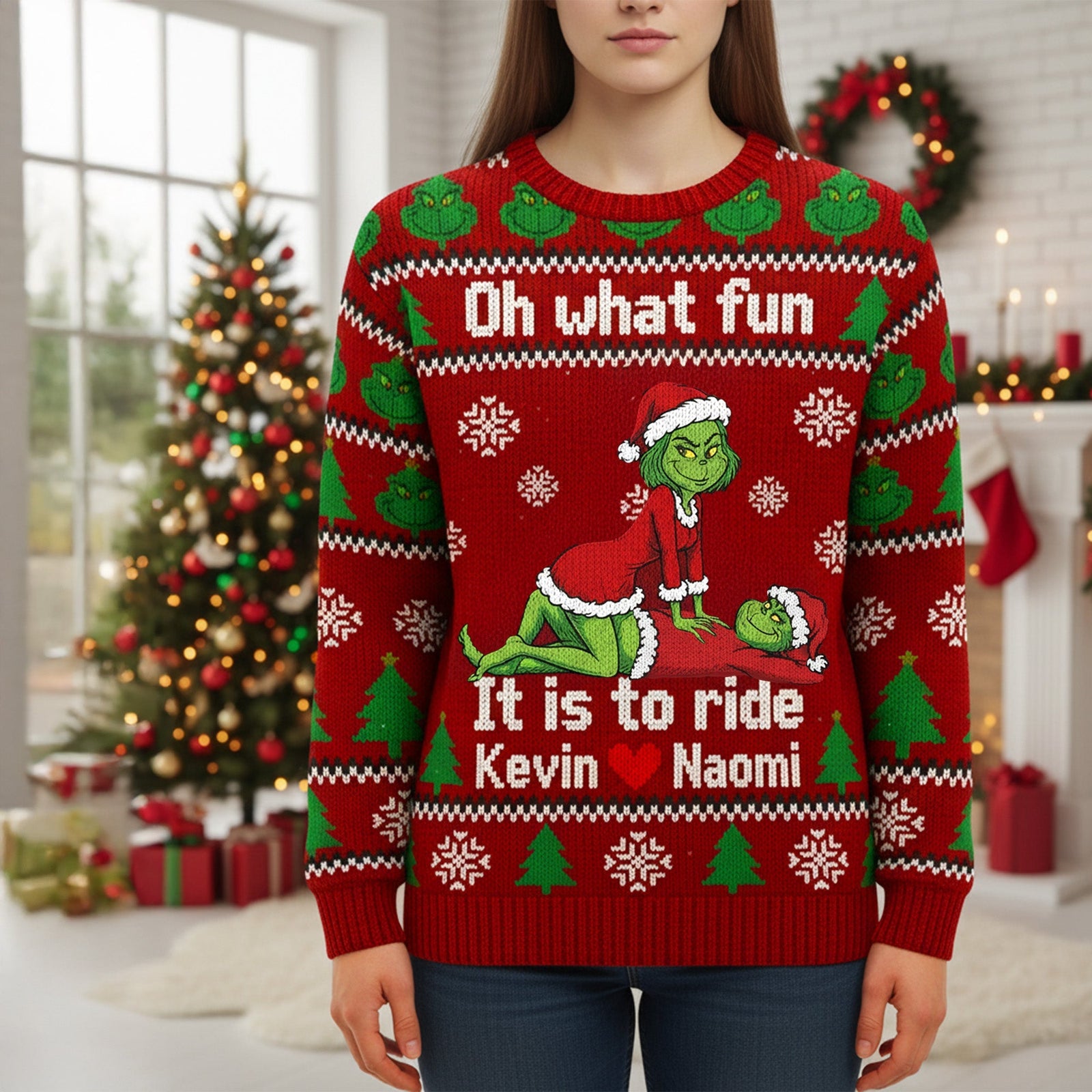 Funny Couple Knitted Ugly Sweater - Personalized Gifts For Couple Ugly Sweater 05KIMG260925