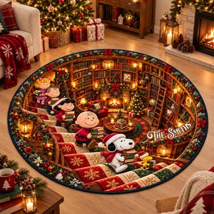 Cartoon Bookstore Christmas Quilted Round Mat - Personalized Gifts 02nalu171026