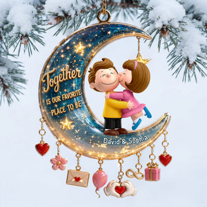 Beloved Couple Twinkle Moon Acrylic Ornament - Personalized Gifts For Couple 02qhlu080826