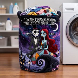 Spooky Couple Quilted Laundry Basket - Personalized Gifts For Couple 01padh300626