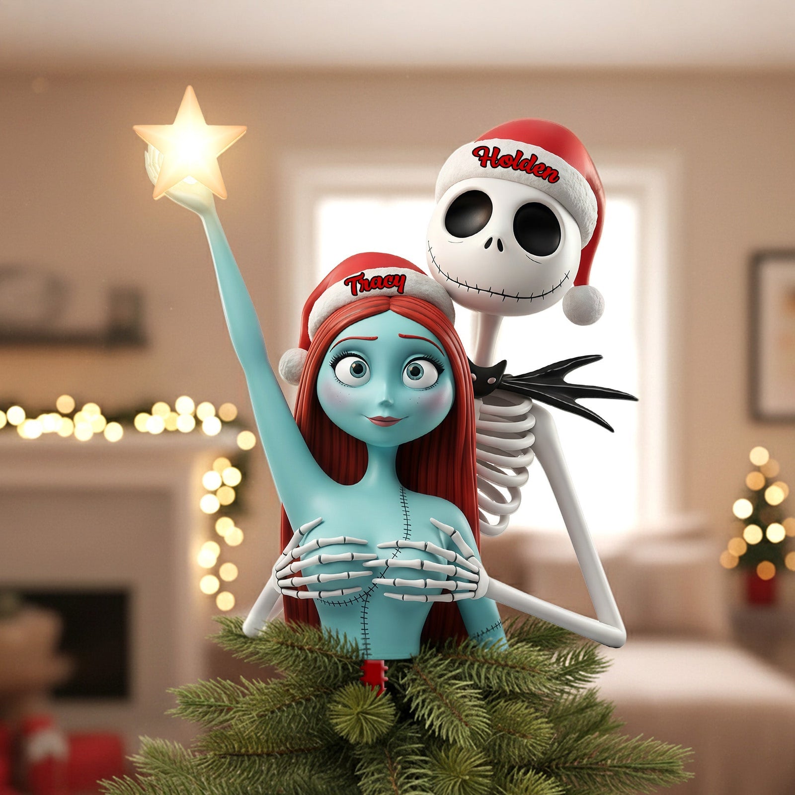 Naughty Couple Christmas Tree Topper - Personalized Gifts For Couple 03ohmg191125