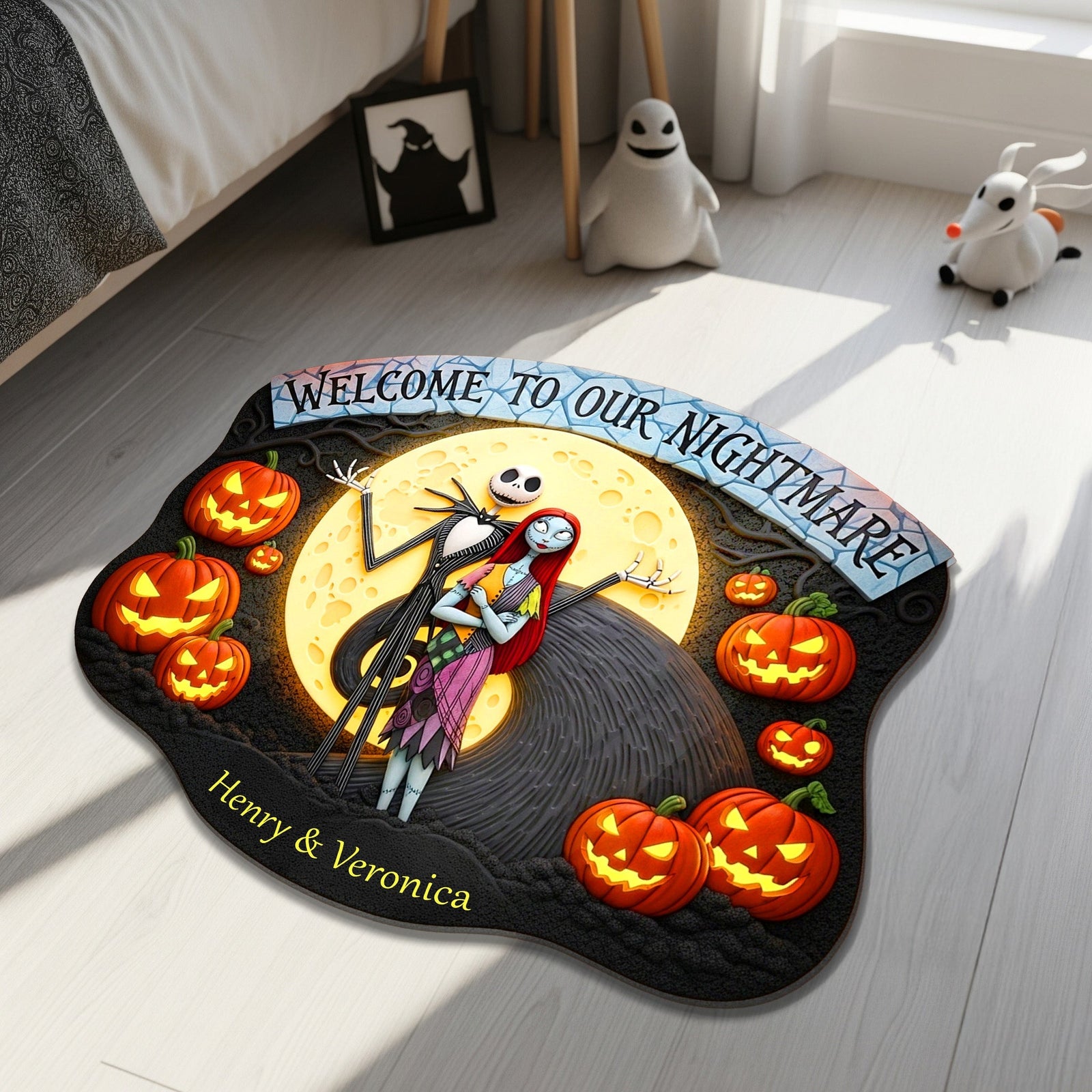Spooky Couple Shape Doormat - Personalized Gifts For Halloween 01TGMG120825