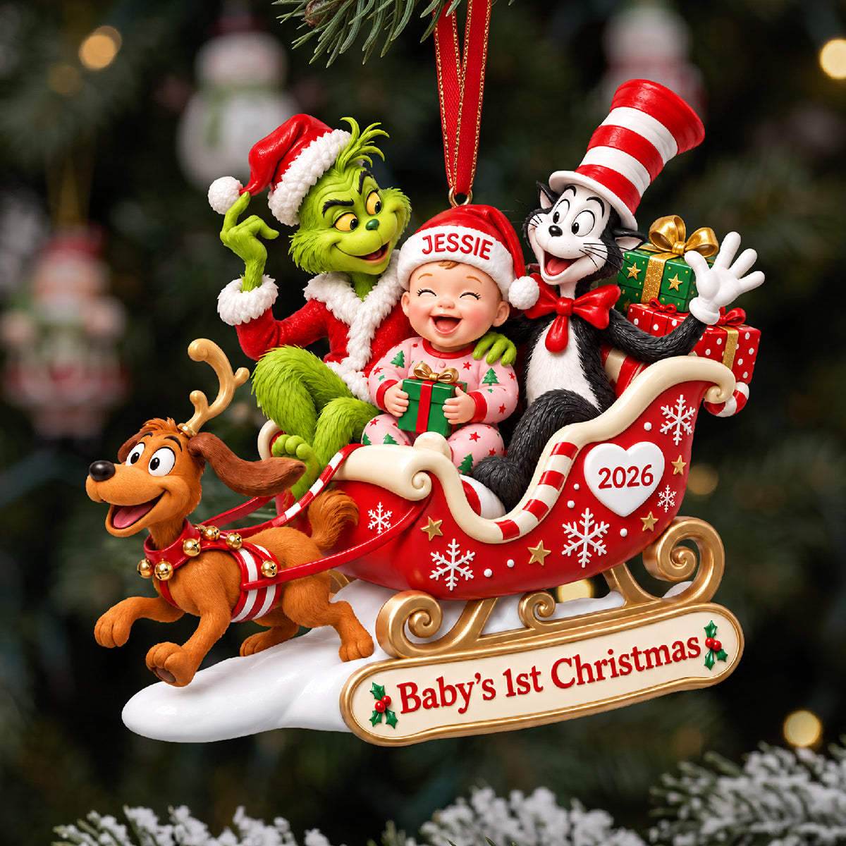 Christmas Sleigh Ride Acrylic Ornament - Personalized Gifts For Parents 01TYTA161026