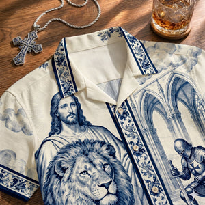 Faithful Knight Toile de Jouy Hawaiian Shirt - Personalized Gifts For Christian 02HULU170626-Homacus