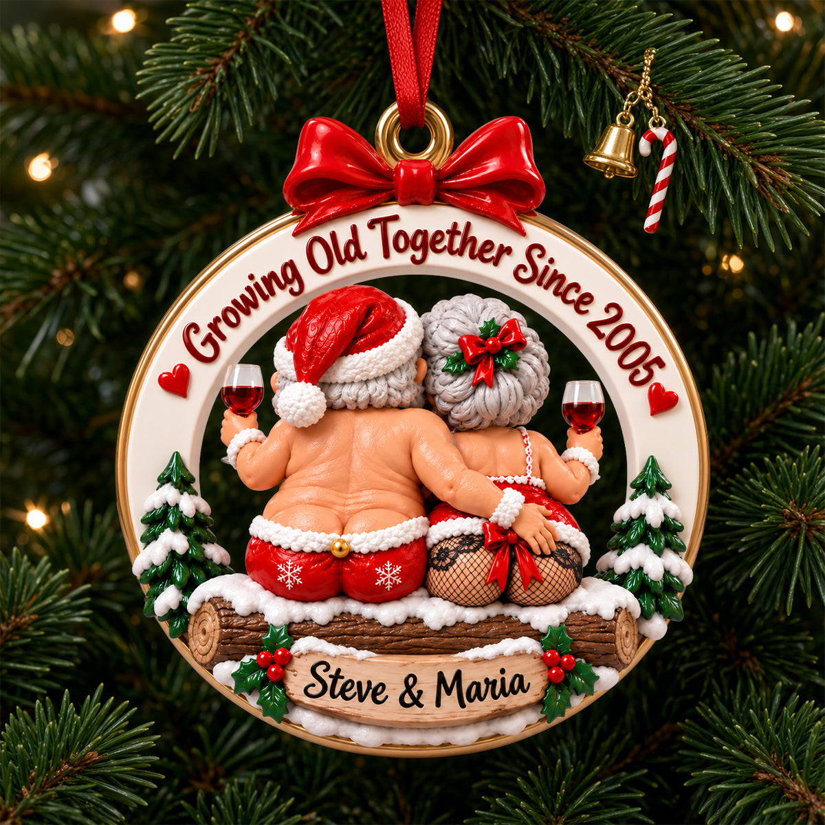 Funny Old Couple Ornament - Personalized Gifts For Couple Christmas Ornament 04TODH151026
