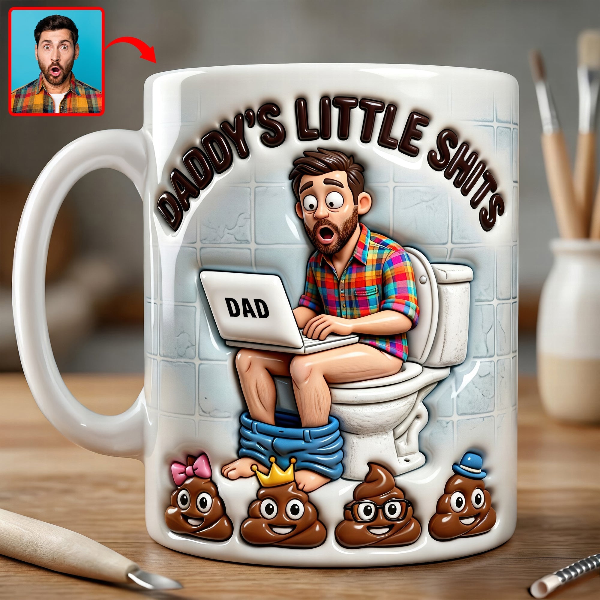 Funny Poop Dad Coffee Mug - Custom Photo Gifts For Dad Coffee Mug 04NAQN040326