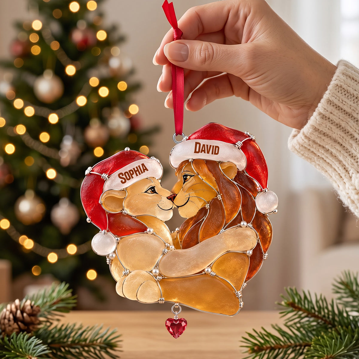 Affectionate King & Queen Sea Glass Effect Ornament, Personalized Gifts For Couple 03qhtn091026