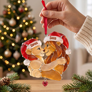 Affectionate King & Queen Sea Glass Effect Ornament, Personalized Gifts For Couple 03qhtn091026