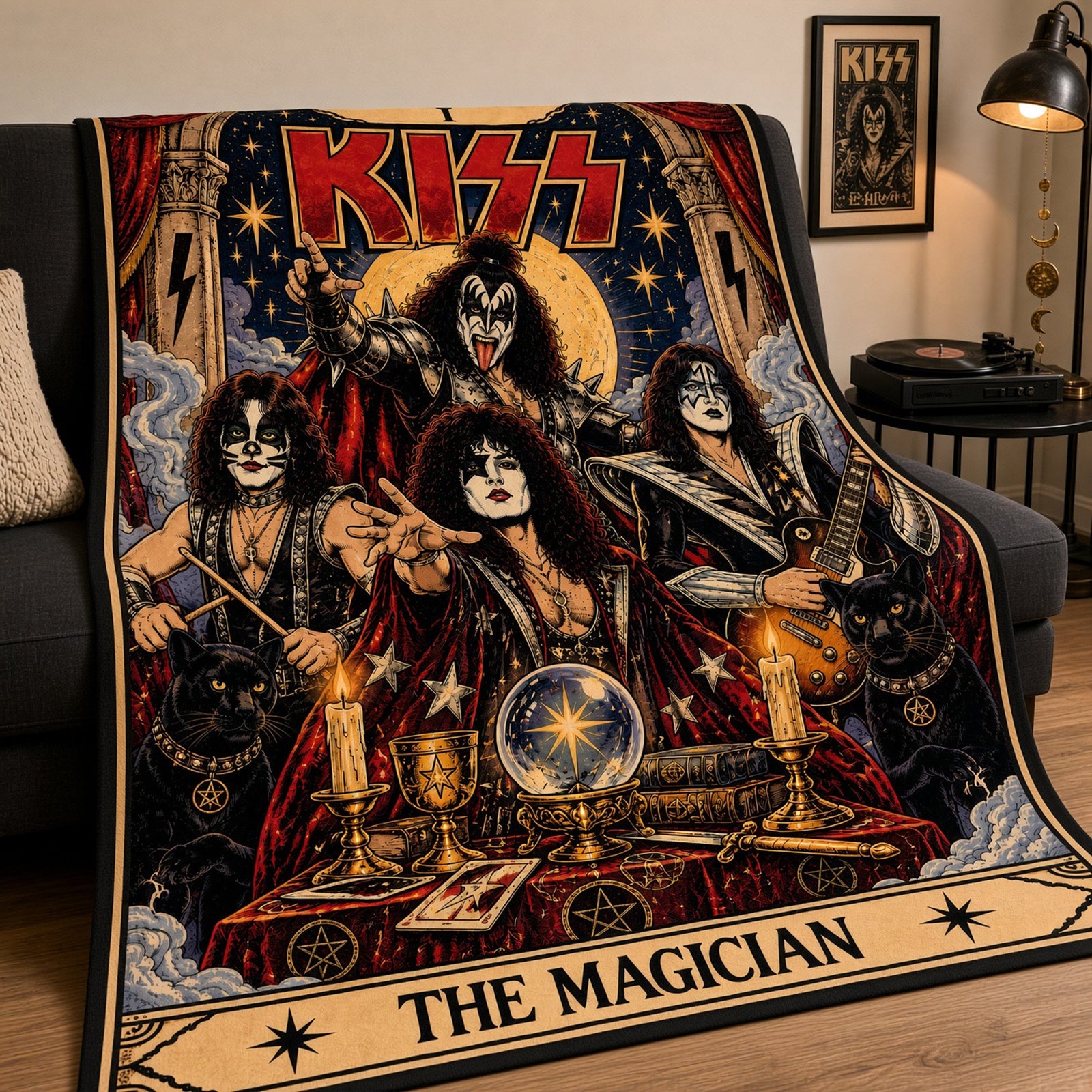 KISS Rock And Roll Tarot Card Blanket  - Personalized Gifts For Music Lovers 07HULU281026
