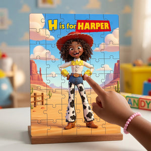 Custom Photo Cowgirl Jigsaw Puzzle - Personalized Gifts For Kids 01hulu260626