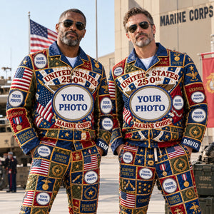 Patriotic Button Up Pajama Set - Personalized Christmas Gifts For Veterans 01palu070926