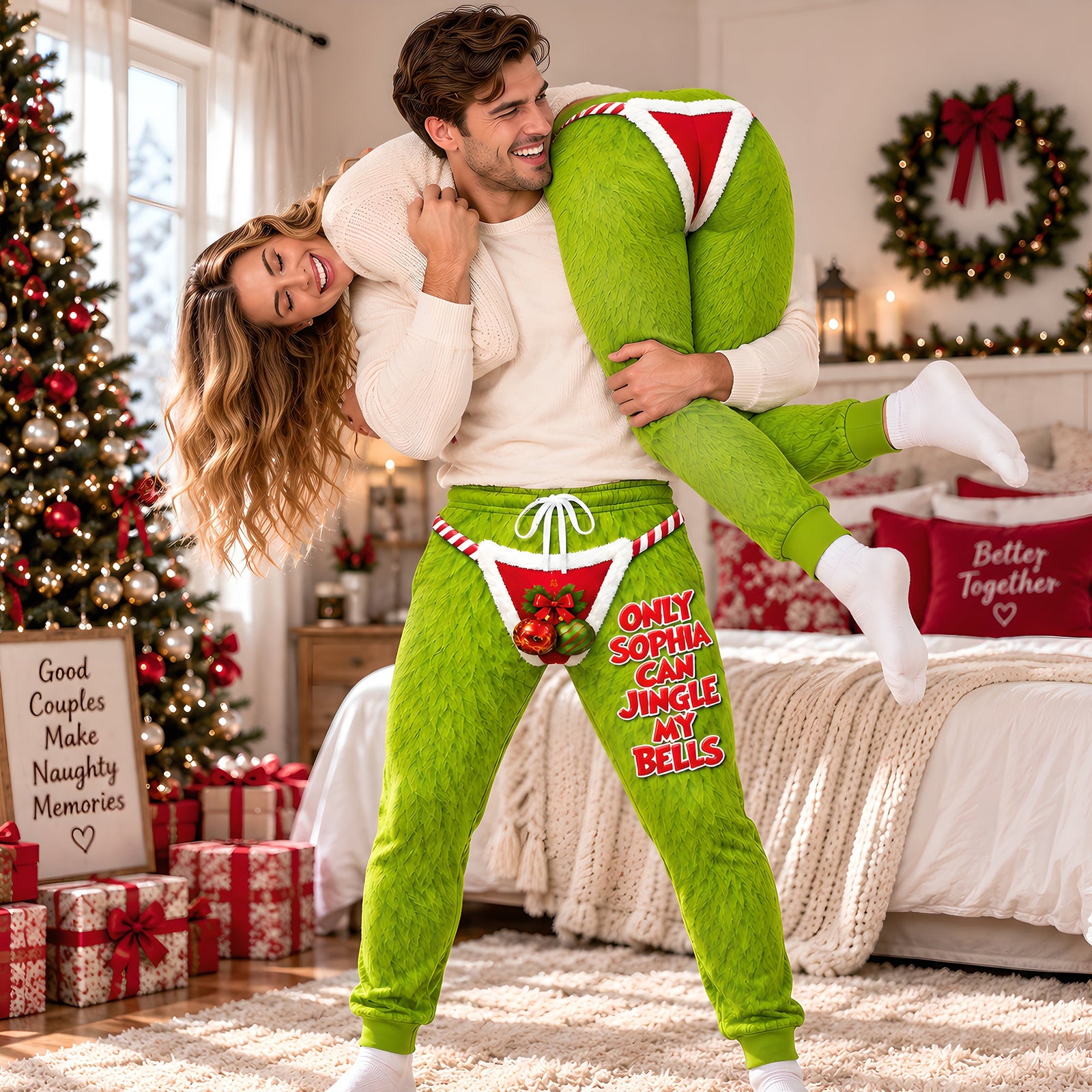 Funny Couple Christmas Sweatpants- Personalized Christmas Gifts For Couple 05TYQN090926
